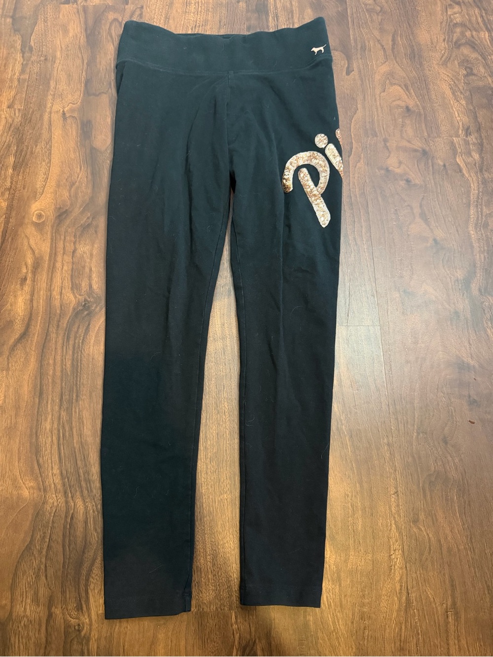 Victoria’s Secret Pink Bling Leggings Black /Rose Gold Bling Logo